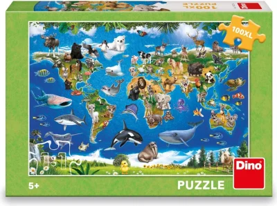 Puzzle pre deti Dino 100 XL dielikov Mapa zvierat