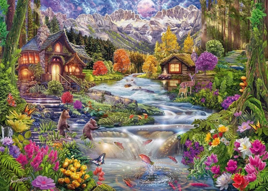 Puzzle Schmidt 2000 dielikov Riečna idyla v horách