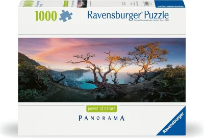 Panoramatické puzzle Ravensburger 1000 dílků Síla přírody: Jezero kyseliny sírové Kawah Ijen