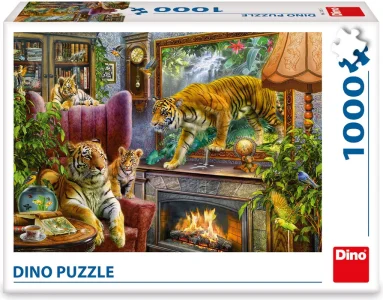 Puzzle Dino 1000 dílků Z obrazu: Tygři