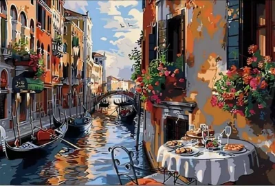 Diamantové maľovanie Norimpex 40x30 cm Raňajky v Benátkach