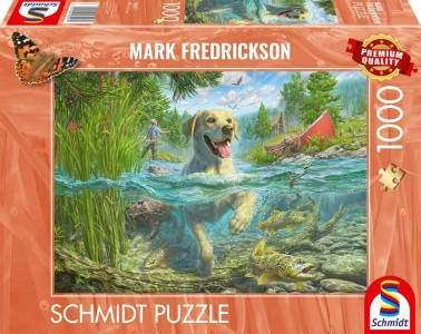 Puzzle Schmidt 1000 dílků Žlutý labrador jde na ryby