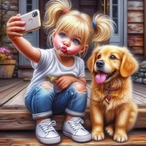 Diamantové maľovanie Norimpex 40x30 cm Selfie s psíkom