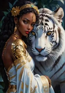 Diamantové malování Norimpex 40x30 cm Žena a bílý tygr