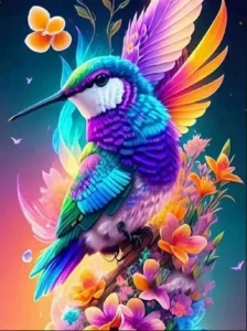 Diamantové malování Norimpex 40x30 cm Barevný kolibřík