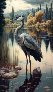 Diamantové malování Norimpex 40x30 cm Jeřáb v rybníku