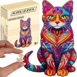 Dřevěné puzzle Kruzzel  Barevná kočka 172 dílků