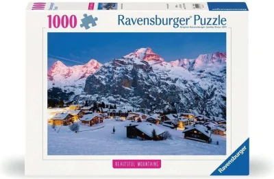 Puzzle Ravensburger 1000 dílků Nádherné hory: Bernská vysočina, Mürren