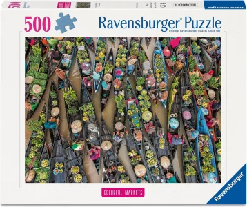Puzzle Ravensburger 500 dílků Barevná tržiště: Plovoucí trh, Indonésie