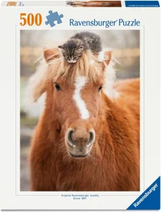 Puzzle Ravensburger 500 dílků Poník a koťátko