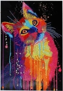 Diamantové malování Norimpex 40x30 cm Barevná kočka 7D