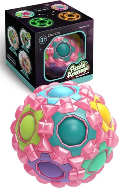  Norimpex  Hlavolam Massage Rainbow Ball fluorescenčný ružový