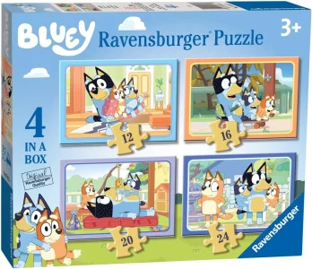 Puzzle pre deti Ravensburger sada 4v1 Bluey 12,16,20,24 dielikov