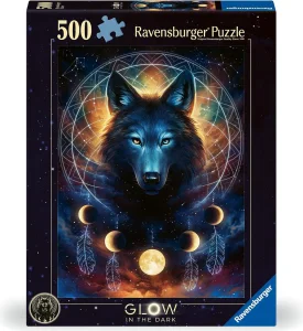 Svítící puzzle Ravensburger 500 dílků Měsíční vlk