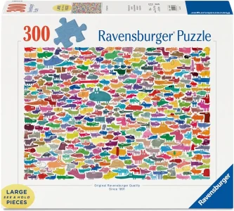 Puzzle Ravensburger 300 větších dílků 387 psů & 1 kočka