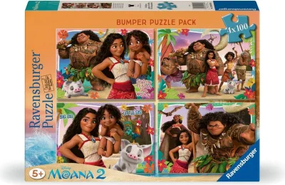 Puzzle sada Ravensburger 4x100 dílků Odvážná Vaiana 2