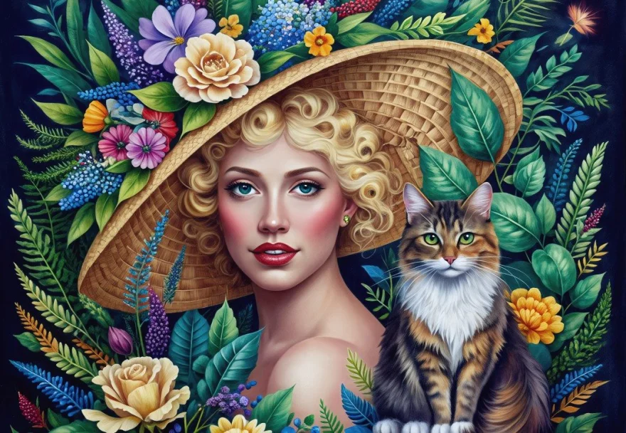 Puzzle BLUEBIRD 1000 dielikov Žena s mačkou