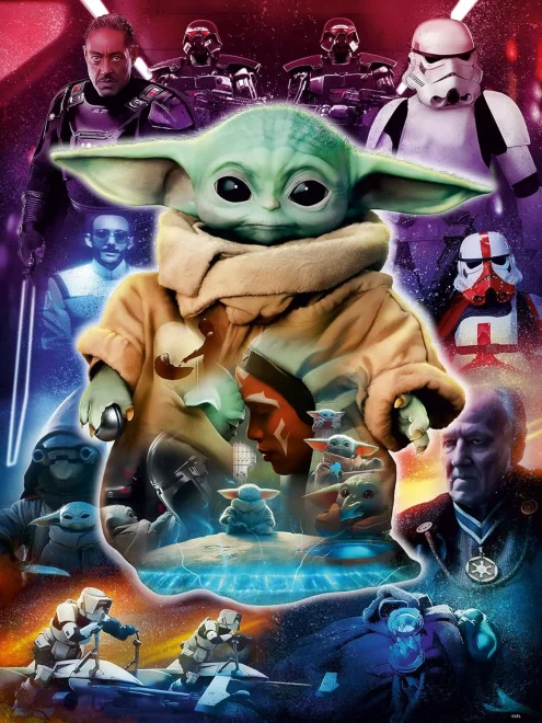 Puzzle Ravensburger 776 väčších dielikov Star Wars Mandalorian: Groguova cesta 2v1