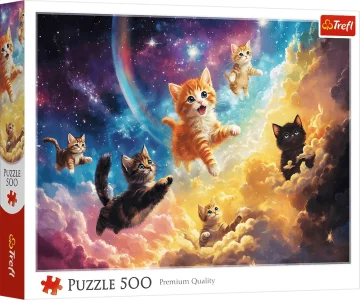 Puzzle Trefl 500 dílků Kočky ve vesmíru