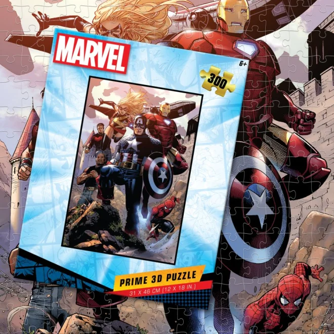 Puzzle s 3D efektom Prime 3D 300 dielikov Marvel Avengers