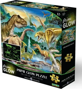 Svítící puzzle s 3D efektem Prime 3D 500 dílků Dinosauří údolí