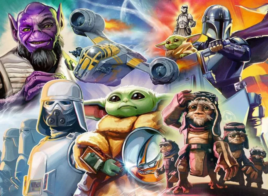Puzzle Ravensburger 500 dielikov Star Wars: Mandalorian a Grogu