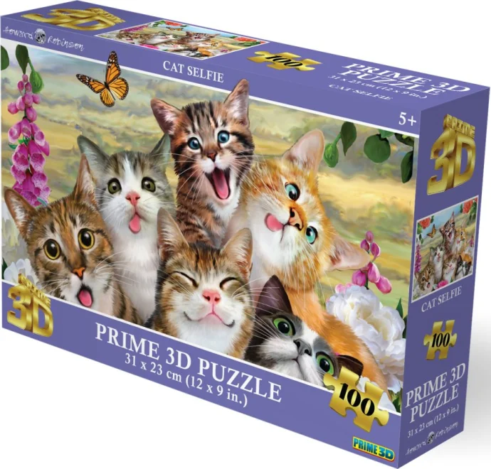 Puzzle s 3D efektom Prime 3D 100 dielikov Mačacie selfie