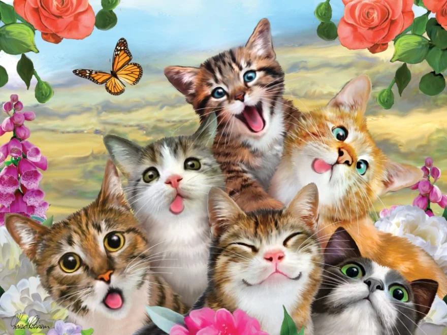 Puzzle s 3D efektom Prime 3D 100 dielikov Mačacie selfie