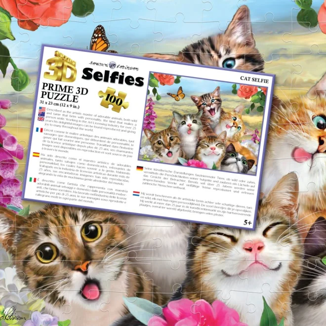 Puzzle s 3D efektom Prime 3D 100 dielikov Mačacie selfie