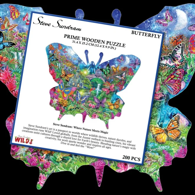 Drevené puzzle Prime3D 200 dielikov Motýľ