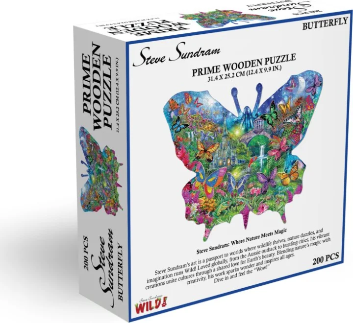 Drevené puzzle Prime3D 200 dielikov Motýľ