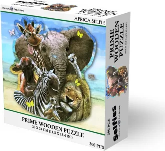 Drevené puzzle Prime3D 300 dielikov Africké selfie