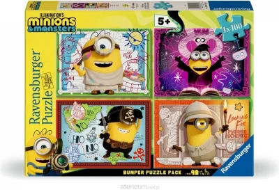 Súprava puzzle Ravensburger 4x100 dielikov Mimoni a monštrá 4v1
