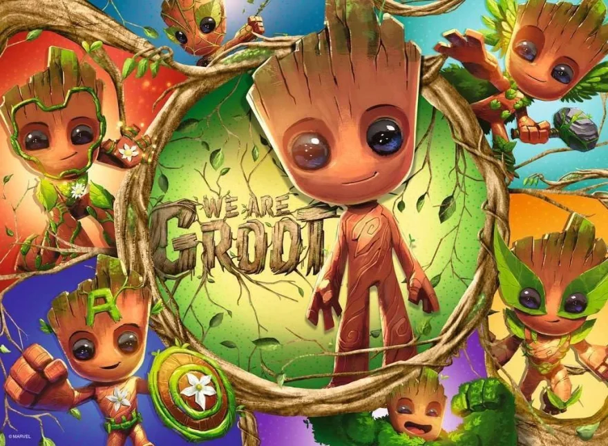 Detské puzzle Ravensburger 100 dielikov XXL Marvel My sme Groot!