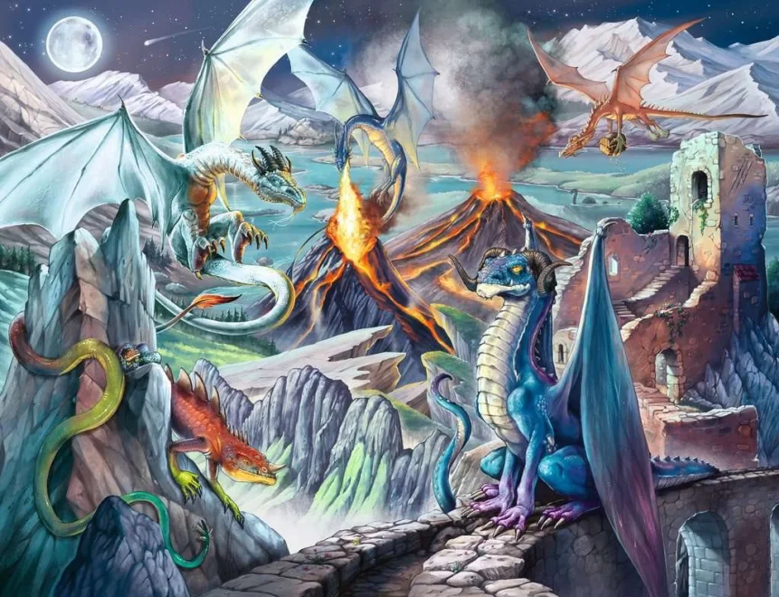 Puzzle Ravensburger 2000 dielikov Dračí strážcovia