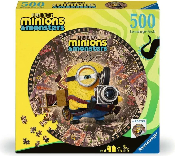 Okrúhle puzzle Ravensburger 500 dielikov Mimoni a monštrá