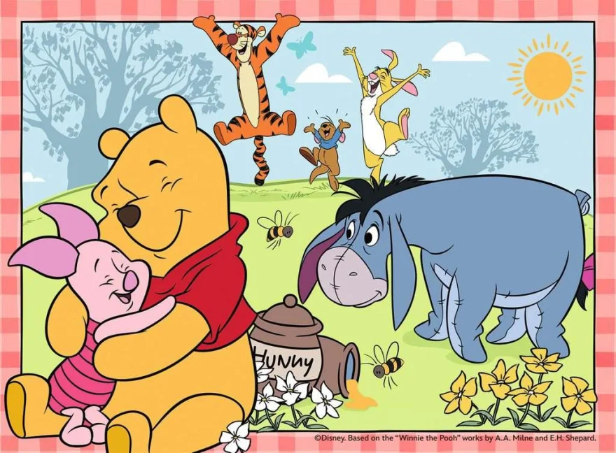 Detské puzzle Ravensburger sada 4v1 Macko Pú 12,16,20,24 dielikov