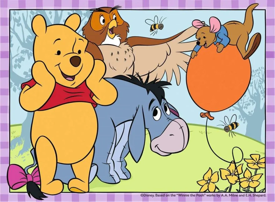 Detské puzzle Ravensburger sada 4v1 Macko Pú 12,16,20,24 dielikov