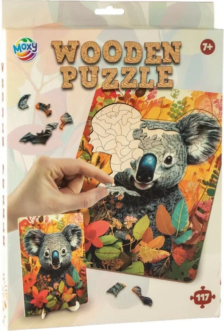 Drevené puzzle Moxy so stojanom Koala 117 dielikov