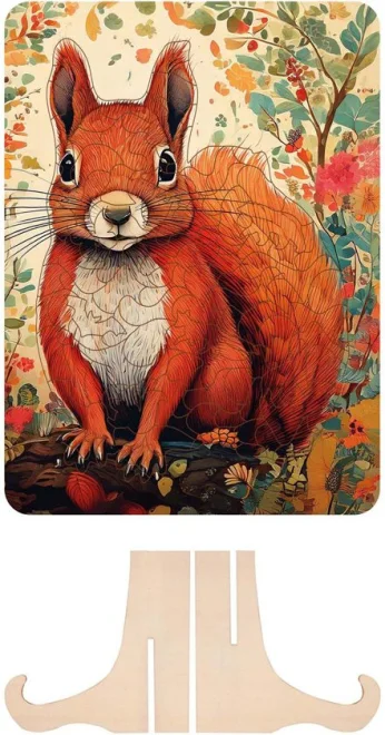 Drevené puzzle Moxy so stojanom Veverička 128 dielikov