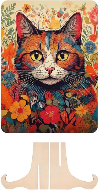 Drevené puzzle Moxy so stojanom Mačka 125 dielikov