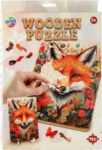 Dřevěné puzzle Moxy se stojánkem Liška 126 dílků