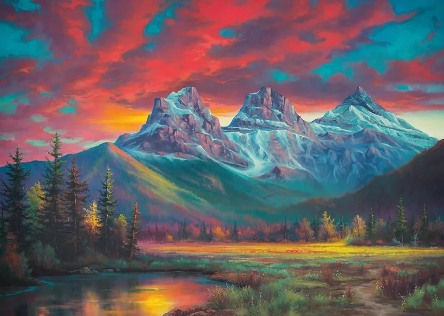 Puzzle Ravensburger 1000 dielikov Kanada: Tri sestry, Alberta