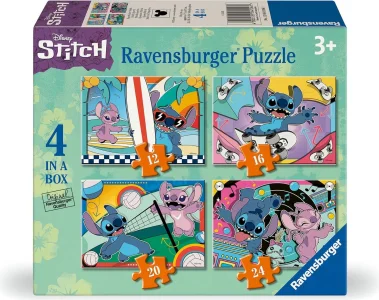 Puzzle pre deti Ravensburger sada 4v1 Stitch 12,16,20,24 dielikov