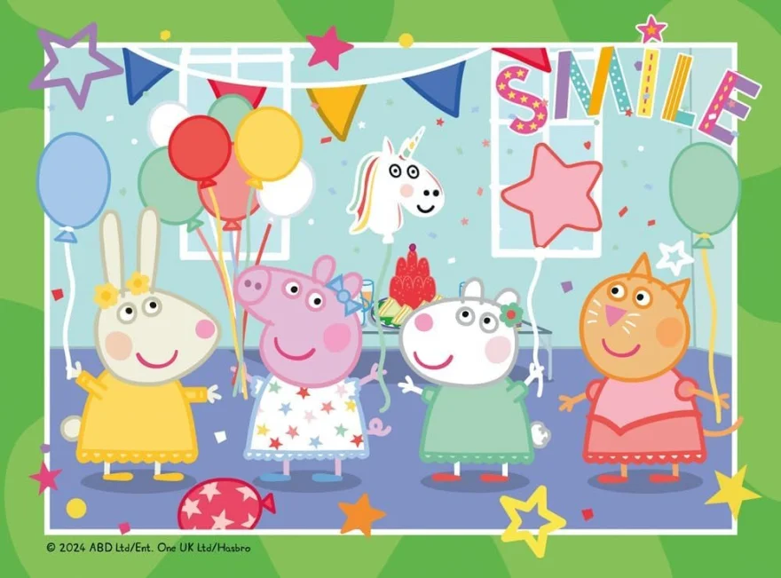 Puzzle pre deti Ravensburger sada 4v1 Peppa Pig: Párty