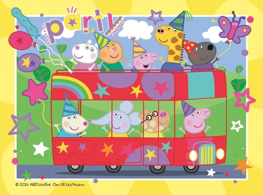 Puzzle pre deti Ravensburger sada 4v1 Peppa Pig: Párty