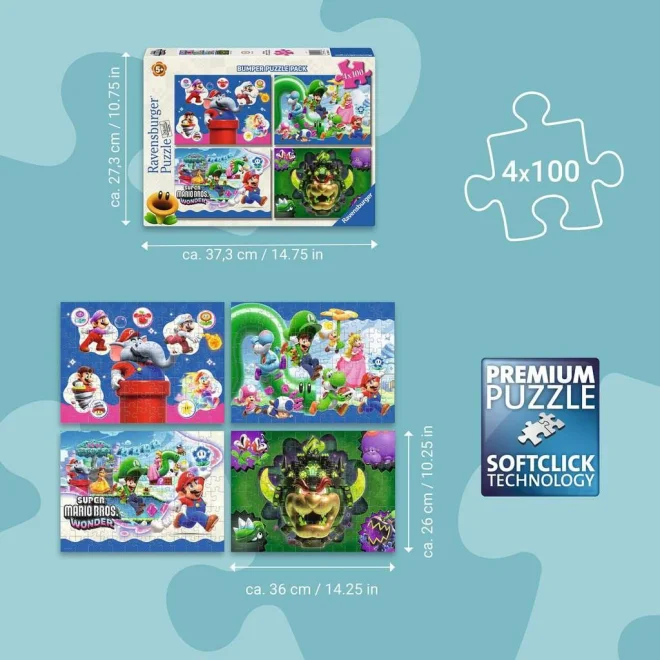 Puzzle sada Ravensburger 4x100 dielikov Super Mario