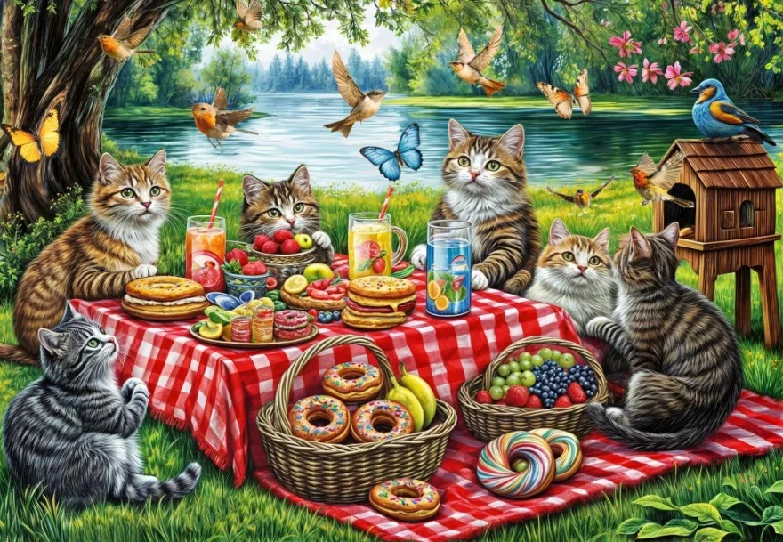 Puzzle Alipson 1000 dielikov Mačací piknik