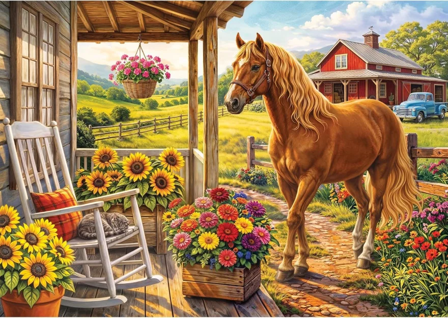 Puzzle Trefl 1000 dielikov Kôň na farme