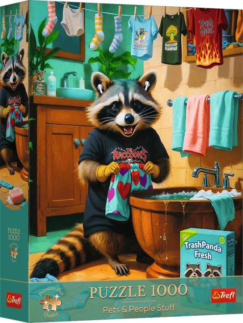Puzzle Trefl 1000 dielikov Pets & People Stuff: Mývalov prací deň